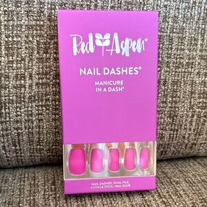 Red Aspen Purple matte Nail Dashes with orange underside